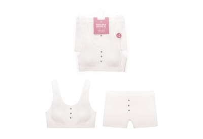 Rjm Ladies Ribbed Bra & Knickers Set White Rjm Ladies Ribbed Bra & Knickers Set White