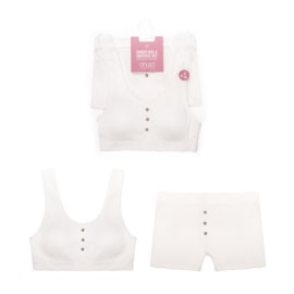 Rjm Ladies Ribbed Bra & Knickers Set White