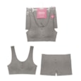 Rjm Ladies Ribbed Bra & Knickers Set Grey Rjm Ladies Ribbed Bra & Knickers Set Grey