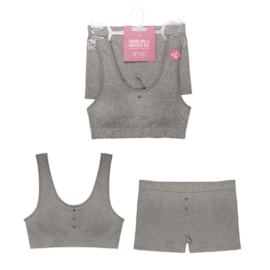 Rjm Ladies Ribbed Bra & Knickers Set Grey Rjm Ladies Ribbed Bra & Knickers Set Grey