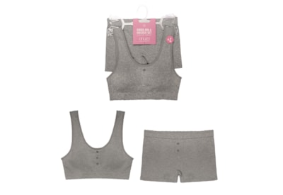 Rjm Ladies Ribbed Bra & Knickers Set Grey Rjm Ladies Ribbed Bra & Knickers Set Grey