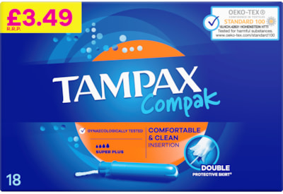 Tampax Compak Super Plus Pmp 3.49 18's (C006999)