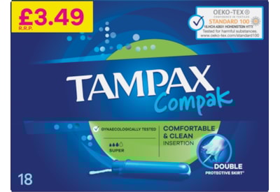 Tampax Compak Super Pmp 3.49 18's Tampax Compak Super Pmp 3.49 18's