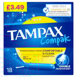 Tampax Compak Regular Pmp 3.49 18's Tampax Compak Regular Pmp 3.49 18's