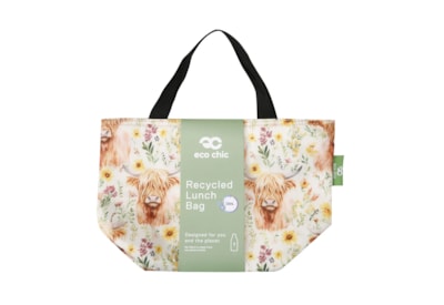 Eco Chic Beige Floral Highland Cow Lunch Bag Eco Chic Beige Floral Highland Cow Lunch Bag