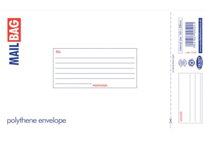 County Polythene Mail Bags 25S  - Small 16 X 23Cm