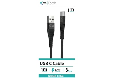 C3 Braided Usb - Type C Cable Black 1m C3 Braided Usb - Type C Cable Black 1m