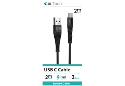 C3 Braided Usb - Type C Cable Black 2m C3 Braided Usb - Type C Cable Black 2m