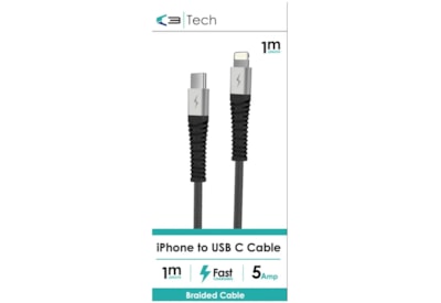 C3 Lightening - Type C Braided Charger Lead 1m C3 Lightening - Type C Braided Charger Lead 1m