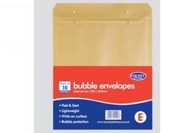 County Manilla Bubble Envelopes 10'S - E 220 X 265Mm
