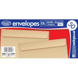 County 50 Dl Manilla Gummed 110 X 220Mm