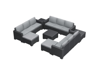 Keter California 11 Seater Triple 3Seat Sofa Set Plus 2 Footstools Graphite Keter California 11 Seater Triple 3Seat Sofa Set Plus 2 Footstools Graphite