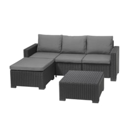 Keter California 3 Seater Chaise Longue Lounge Set - Graphite