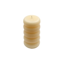 Sifcon Ribbed Cream Pillar Candle 7x11cm (CD6077)