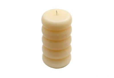 Sifcon Ribbed Cream Pillar Candle 7x11cm (CD6077)