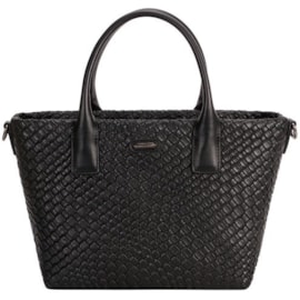 Pu Imitation Weave Twin Handle Handbag Black (CH21121-BLACK)