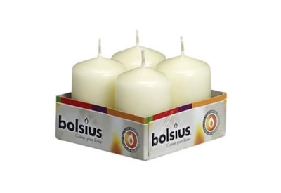 Bolsius Pillar Candles Ivory Tray Of 4 60x40m Bolsius Pillar Candles Ivory Tray Of 4 60x40m