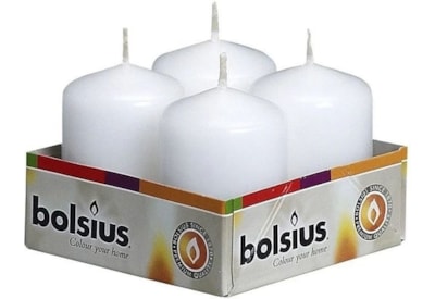 Bolsius Pillar Candles White Tray Of 4 60x40m Bolsius Pillar Candles White Tray Of 4 60x40m