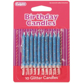 Culpitt Blue Glitter Candles 10s (DP654)
