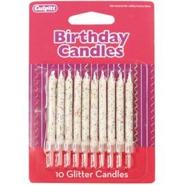Culpitt White Glitter Candles 10s (DP656)