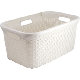Curver Rattan Laundry Basket White 0708 45lt (187492)