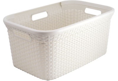Curver Rattan Laundry Basket White 0708 45lt (187492)