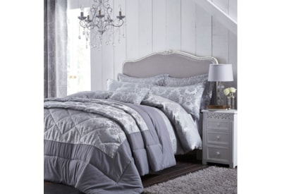 Catherine Lansfield Damask Jacquard Silver Duvet Set Double Catherine Lansfield Damask Jacquard Silver Duvet Set Double