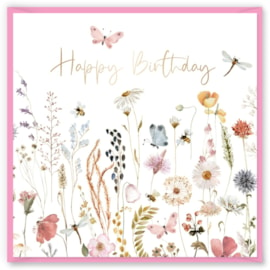 Wild Meadow White Happy Birthday Card (DBV-201-SC453)