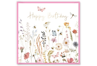 Wild Meadow White Happy Birthday Card (DBV-201-SC453)
