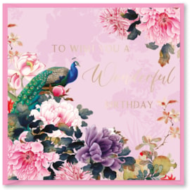Exquisite Peacock Wonderful Birthday Card (DBV-202-SC357)