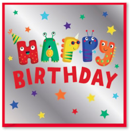 Little Monsters Happy Birthday Silver Card (DBV-230-SC389)