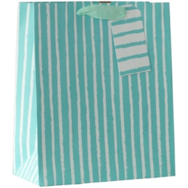 Aqua Stripe Medium Gift Bag (DBV-243-M)