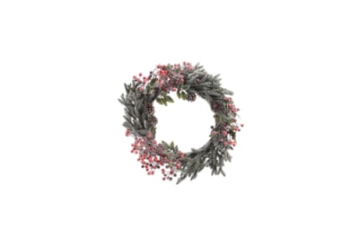 Deco Wreath Berries Snow Grn/red 40cm (685140)