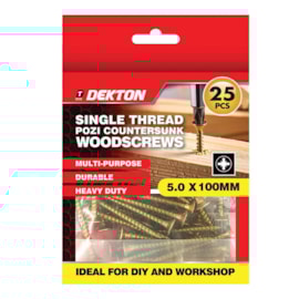 Dekton Single Thread Pozi Countersunk Woodscrews