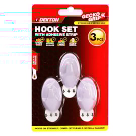 Dekton Geckogrip Hook Set 3Pc White Dekton Geckogrip Hook Set 3Pc White