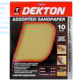 Dekton Assorted Sandpaper 230mm x 280mm 10 Sheets Dekton Assorted Sandpaper 230mm x 280mm 10 Sheets