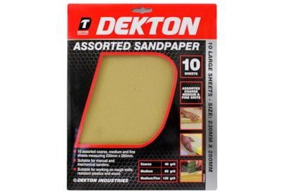 Dekton Assorted Sandpaper 230mm x 280mm 10 Sheets Dekton Assorted Sandpaper 230mm x 280mm 10 Sheets