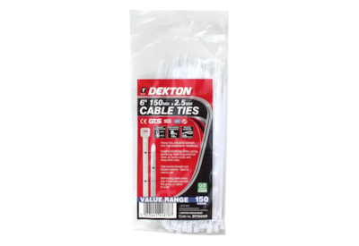 Dekton White Cable Ties 2.5mm x 150mm 150s (DT70455B)