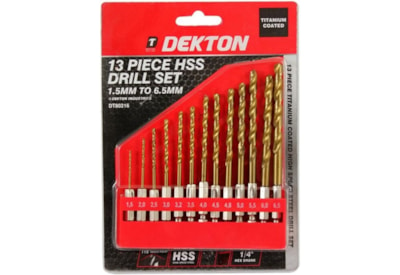 Dekton 13 Piece 1/4" Shank Hss Drill Set 1.5mm-6 (DT80216)