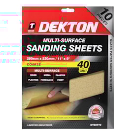 Dekton 10pc Sanding Sheets 280mm x 230mm 40 Grit Dekton 10pc Sanding Sheets 280mm x 230mm 40 Grit