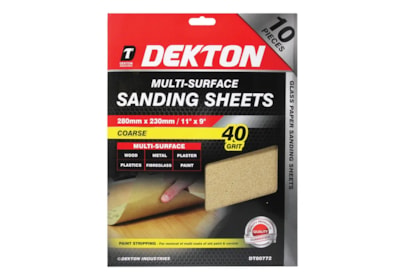 Dekton 10pc Sanding Sheets 280mm x 230mm 40 Grit Dekton 10pc Sanding Sheets 280mm x 230mm 40 Grit