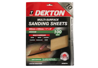 Dekton 10pc Sanding Sheets 280mm x 230mm 100 Grit Dekton 10pc Sanding Sheets 280mm x 230mm 100 Grit