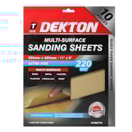 Dekton 10pc Sanding Sheets 280mm x 230mm 220 Grit Dekton 10pc Sanding Sheets 280mm x 230mm 220 Grit