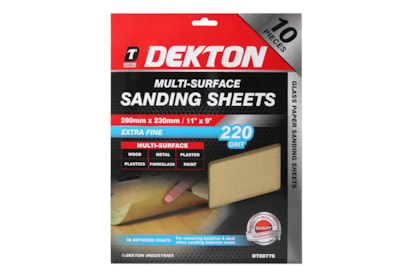 Dekton 10pc Sanding Sheets 280mm x 230mm 220 Grit Dekton 10pc Sanding Sheets 280mm x 230mm 220 Grit
