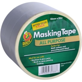 Duck Tape A/p Masking Tape 25mm x 25m 3 Pack 75m (260121)