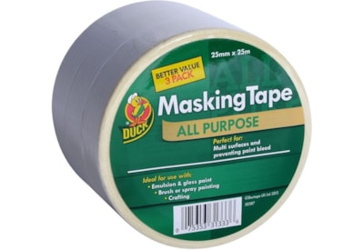 Duck Tape All Purpose Masking Tape 25mm x 25m 3 Pack 75m Duck Tape All Purpose Masking Tape 25mm x 25m 3 Pack 75m