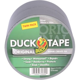 Duck Tape Original Silver 50mm x 50m 2 Pack 100m (211115)