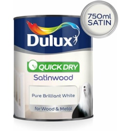 dulux Quick Dry Satinwood Pure Brilliant White 750ml (5210891)