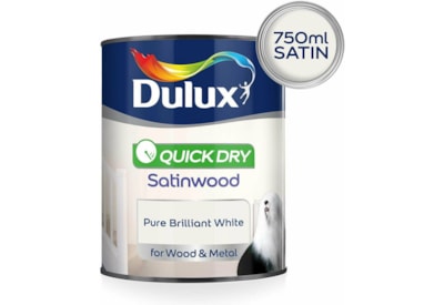 dulux Quick Dry Satinwood Pure Brilliant White 750ml (5210891)