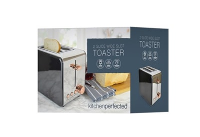 Kitchen Perfected 2 Slice Toaster Black & Rose Gold (E2025RG)